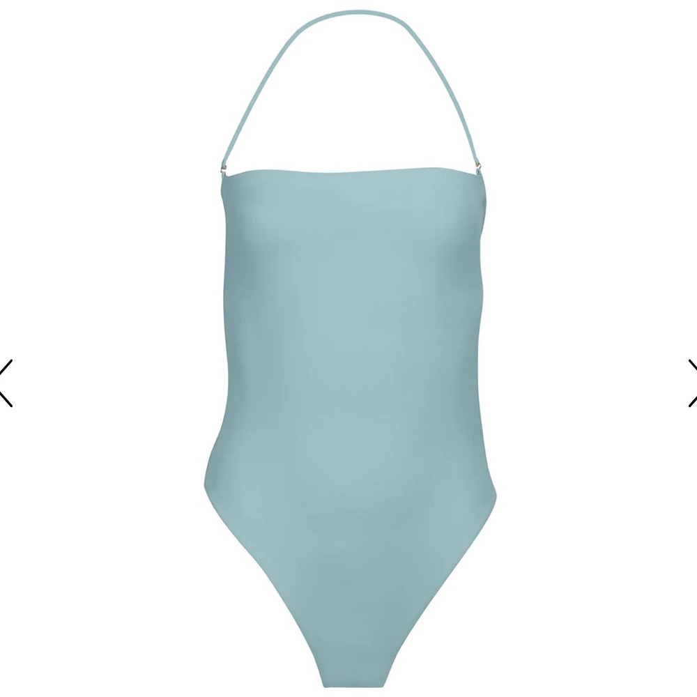 Dos Gardenias Pipeline Halter Cutout One Piece Swimsuit Rain Blue Size 1 XS NWT